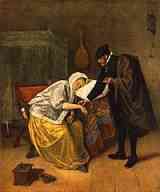 Jan Steen: The Doctor's Visit (betwee, 1658 - 1662), courtesy Jarekt/Widimedia Commons